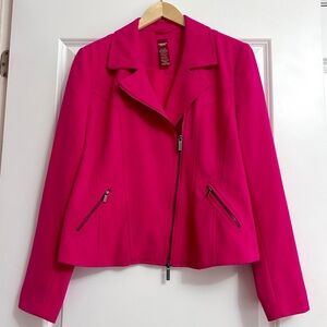 NEW Olsen Zipped Waist Length Moto Jacket, Magenta Pink, size M/L 12